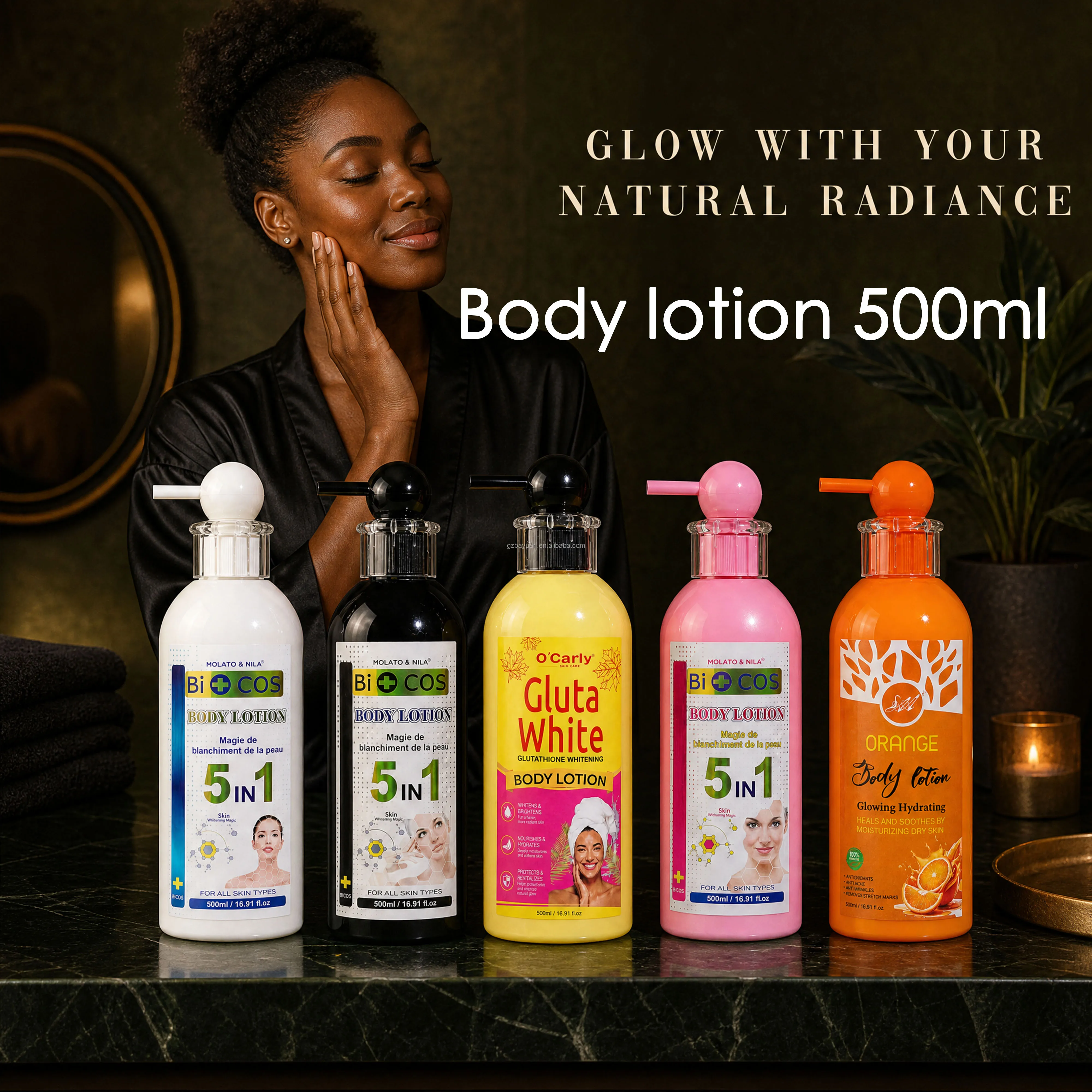 OEM Gluta-Magic Acid  Arbutin Vitamin C Niacinamide  Moisturizing Skin Whitening Body Lotion for Africa Women