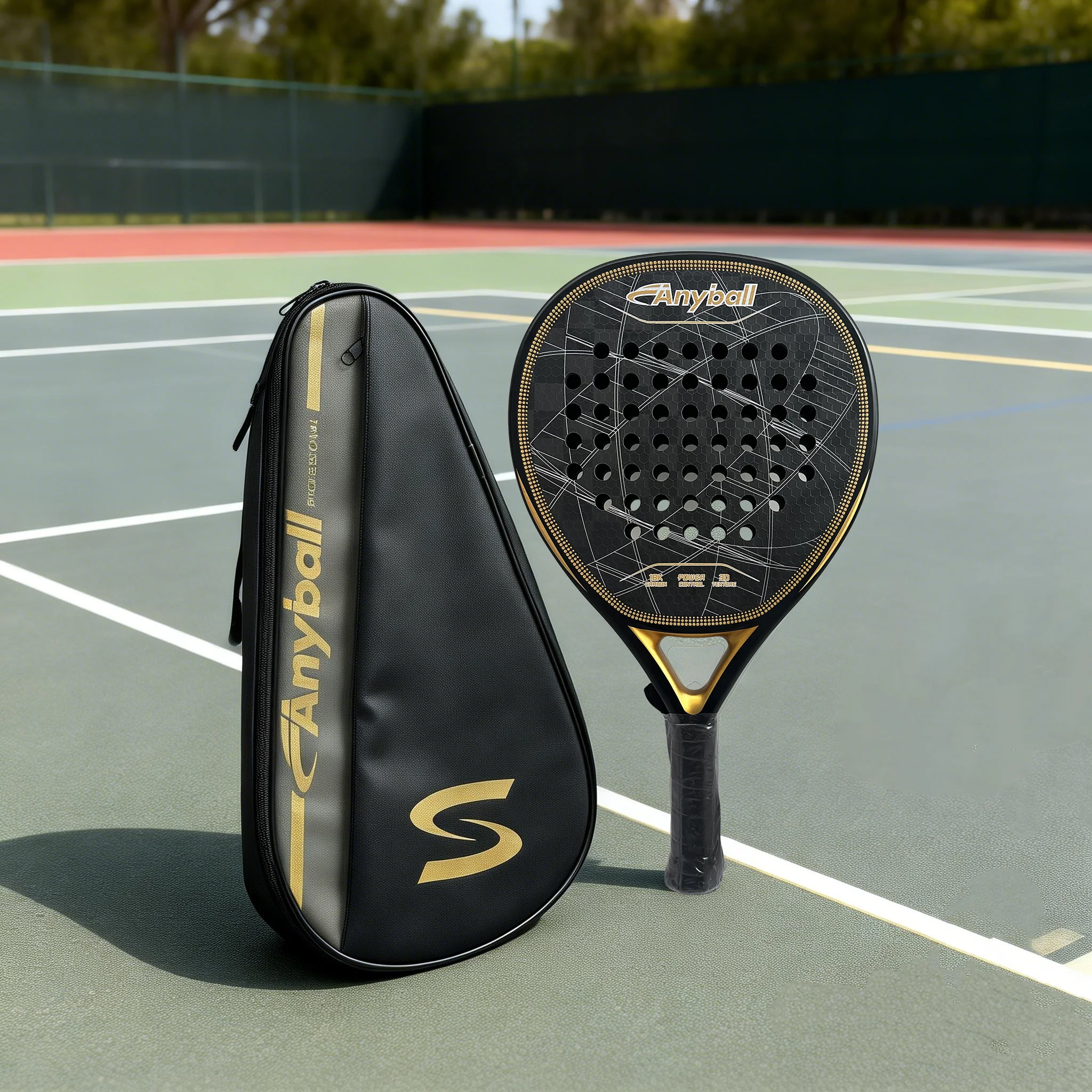 Anyball Directe fabrieksprijs 18K koolstofvezel padelracket met aangepast logo, groothandel, hoogwaardig professioneel Pala De Padel