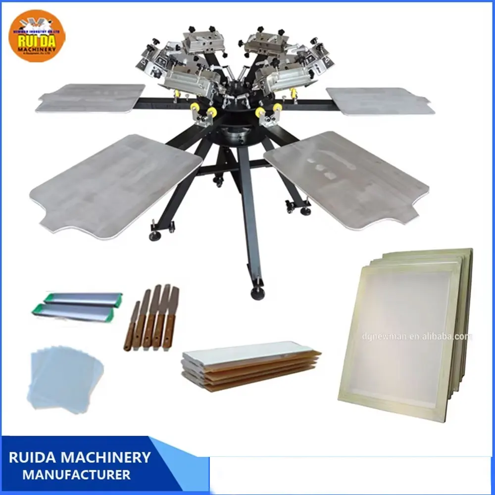 product 6 color combo full complete kits silk screen printing machine for garment factory printing cloth textile-5