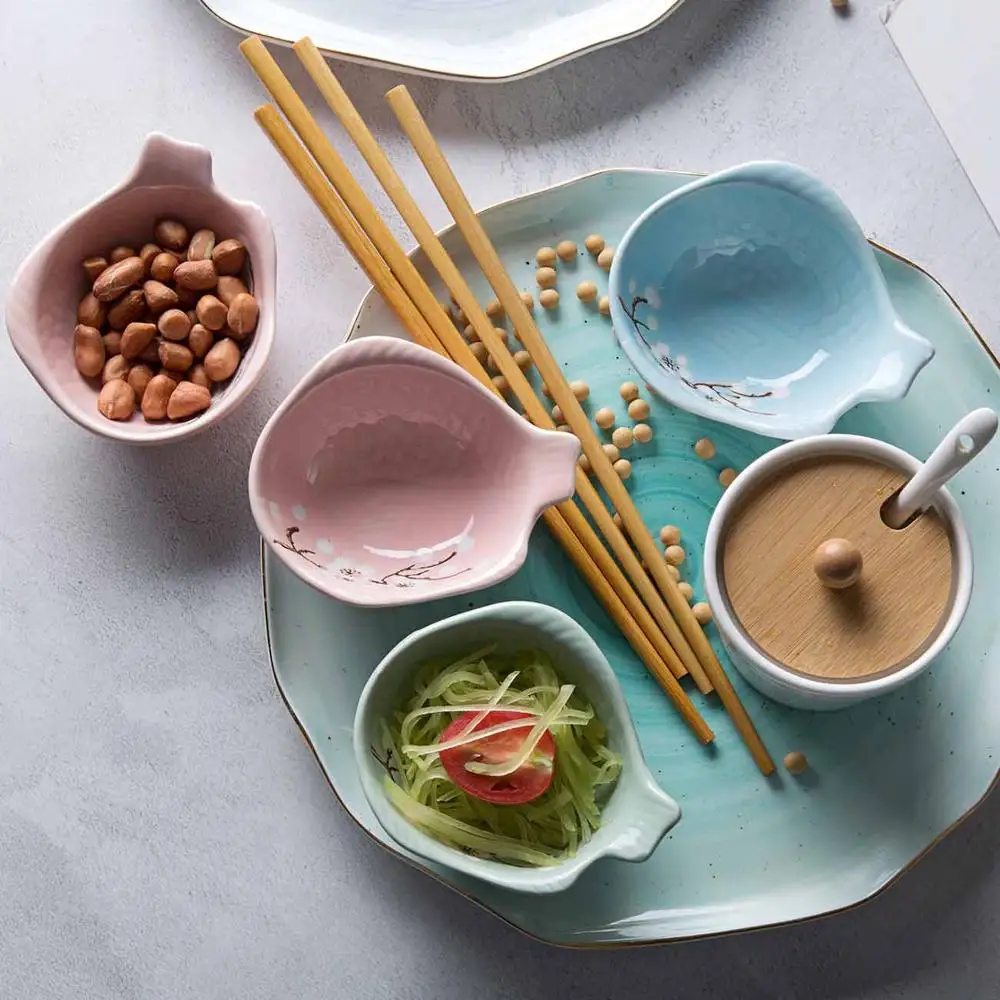 XinHuiGY Cat Ceramic Side Sauce Dishes Seasoning Dish