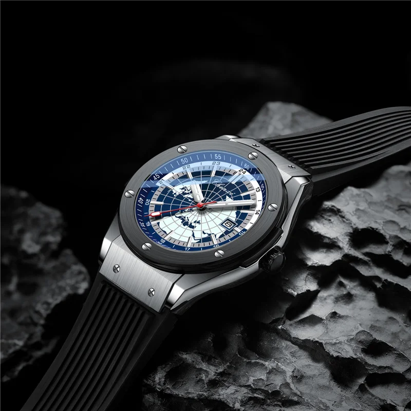 イタリア毛100 2パンツ ネイビーチェック スーツ A7 w92引出 クリ済み CHENXI 82442 Men's Watch - Business Luxury Quartz Silicone Strap