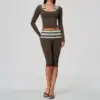 Brown Stripe Capri Set