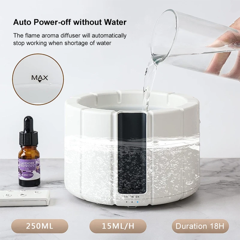 3D Simulated Fire Bonfire Humidifier 250ml Air Humidificador Flame LED Lamp Aroma Diffuser With Remote Control