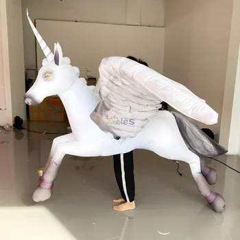 Outdoor parade inflatable walking horse costume with led lights inflatable unicorn puppet costume for events