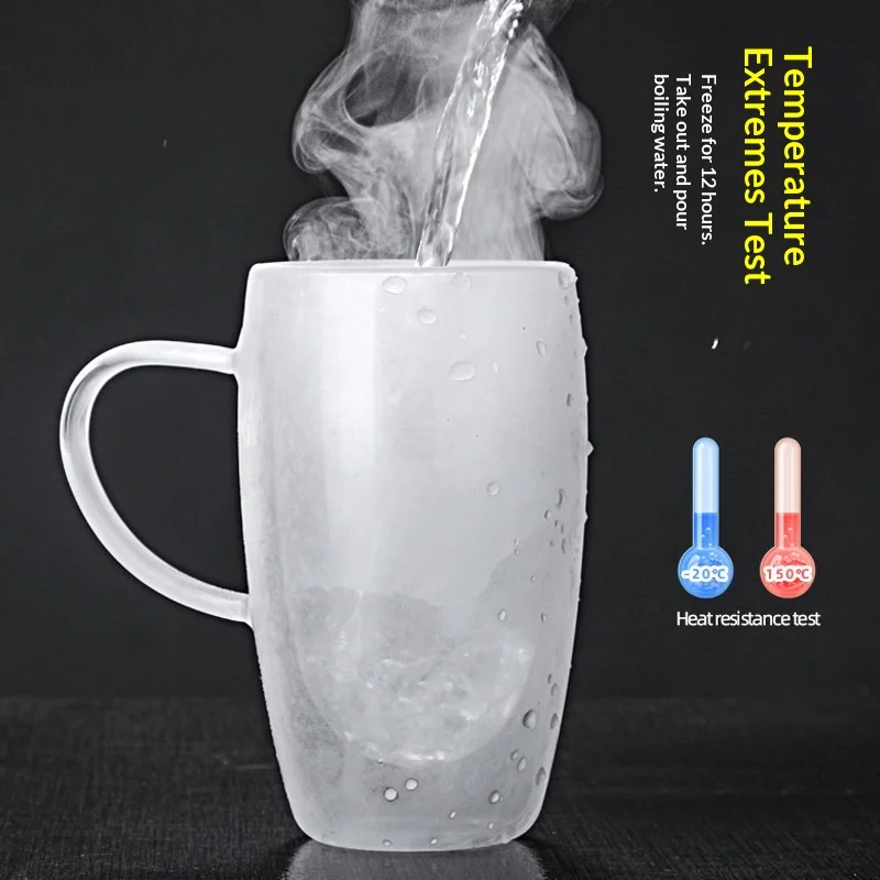 High Borosilicate Glass Double-layer Insulated High-temperature Resistant Transparent Water Coffee Cup Handleless Lidless Modern preview 2