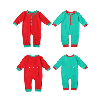 christmas pyjamas baby children matching family red cotton blank butt flap kids onesie pajamas