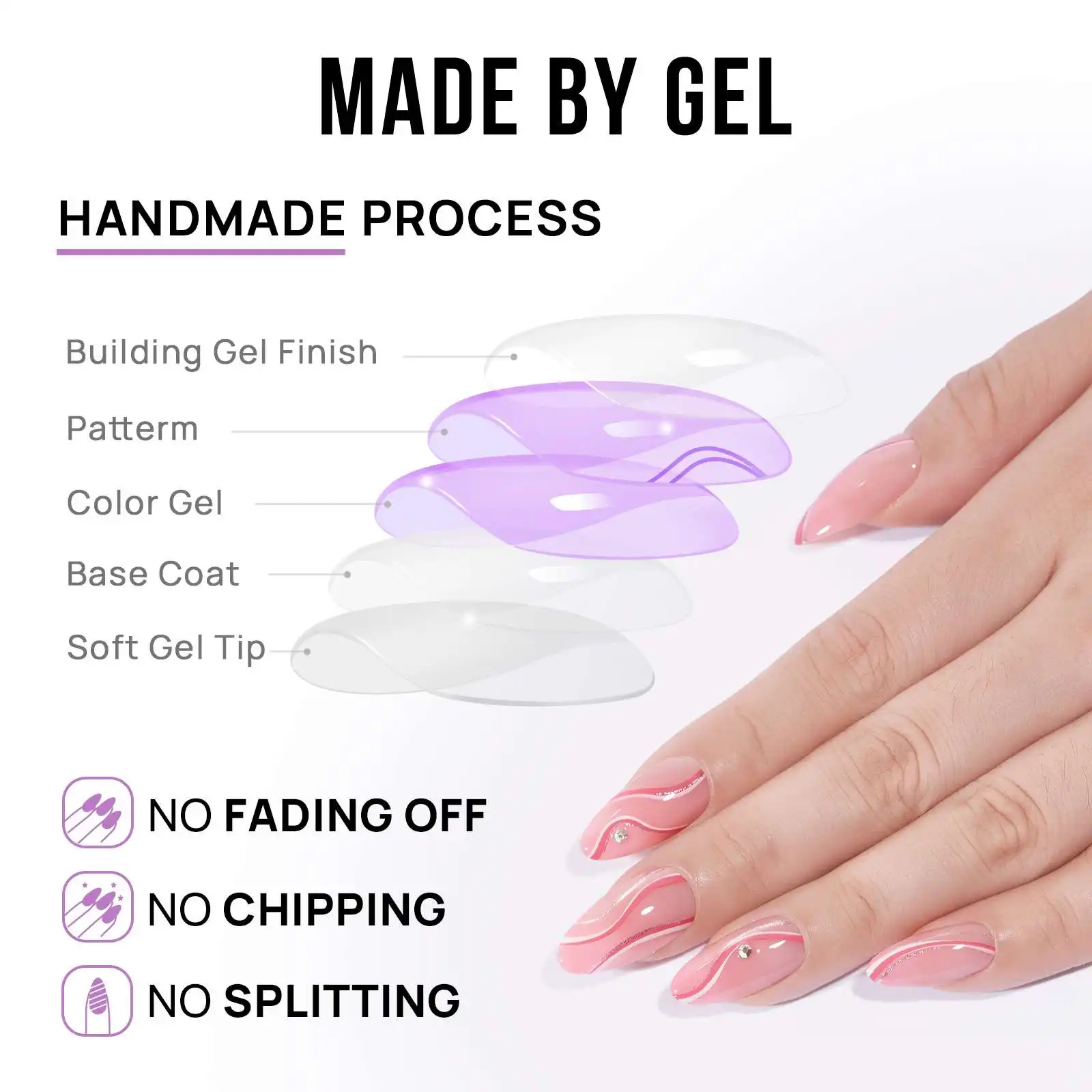 30pcs pink swirl nails artificial fingernails