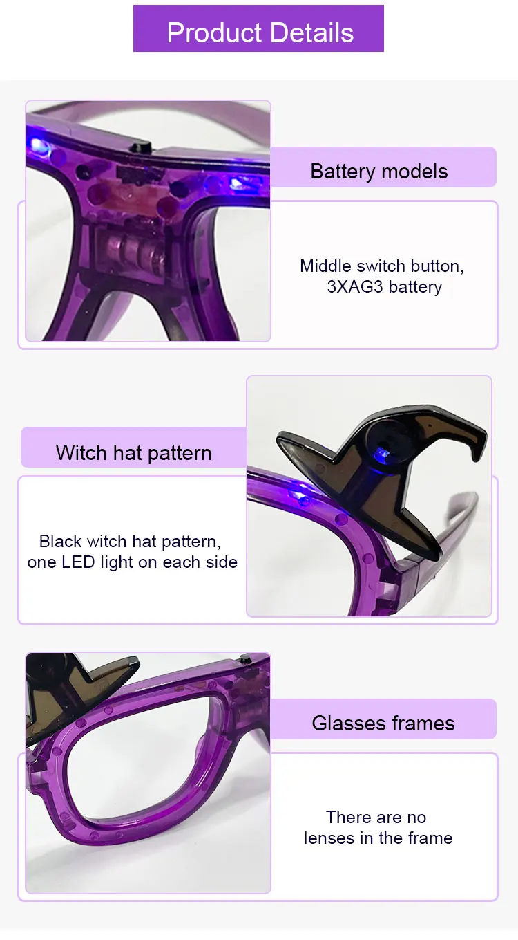 Led Light Up Funny Glasses Halloween Decoration Party Supplies Party