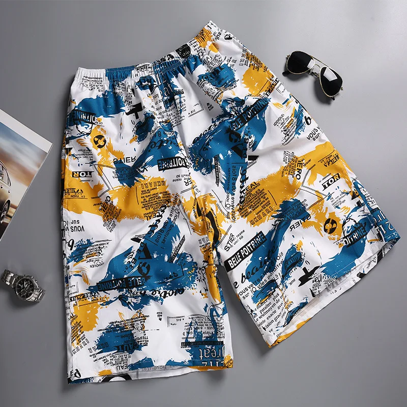 Summer casual polyester coconut tree printing mens oversize sports beach pants men's shorts325_voghion.com
