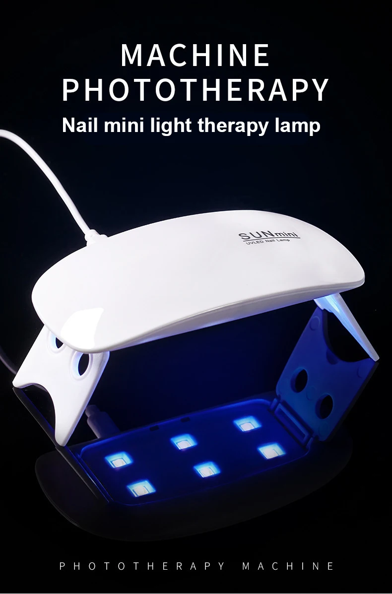 High Quality Sun Mini Handheld Folding Phototherapy Machine 6w 6 Led