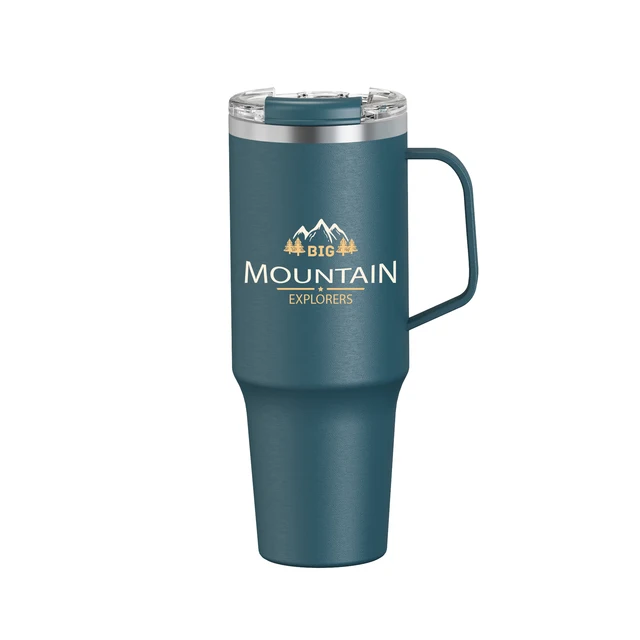 Customized 40oz Stainless Steel Travel Tumbler with Eco-friendly Handle Flip Lid Water Bottle with Straws