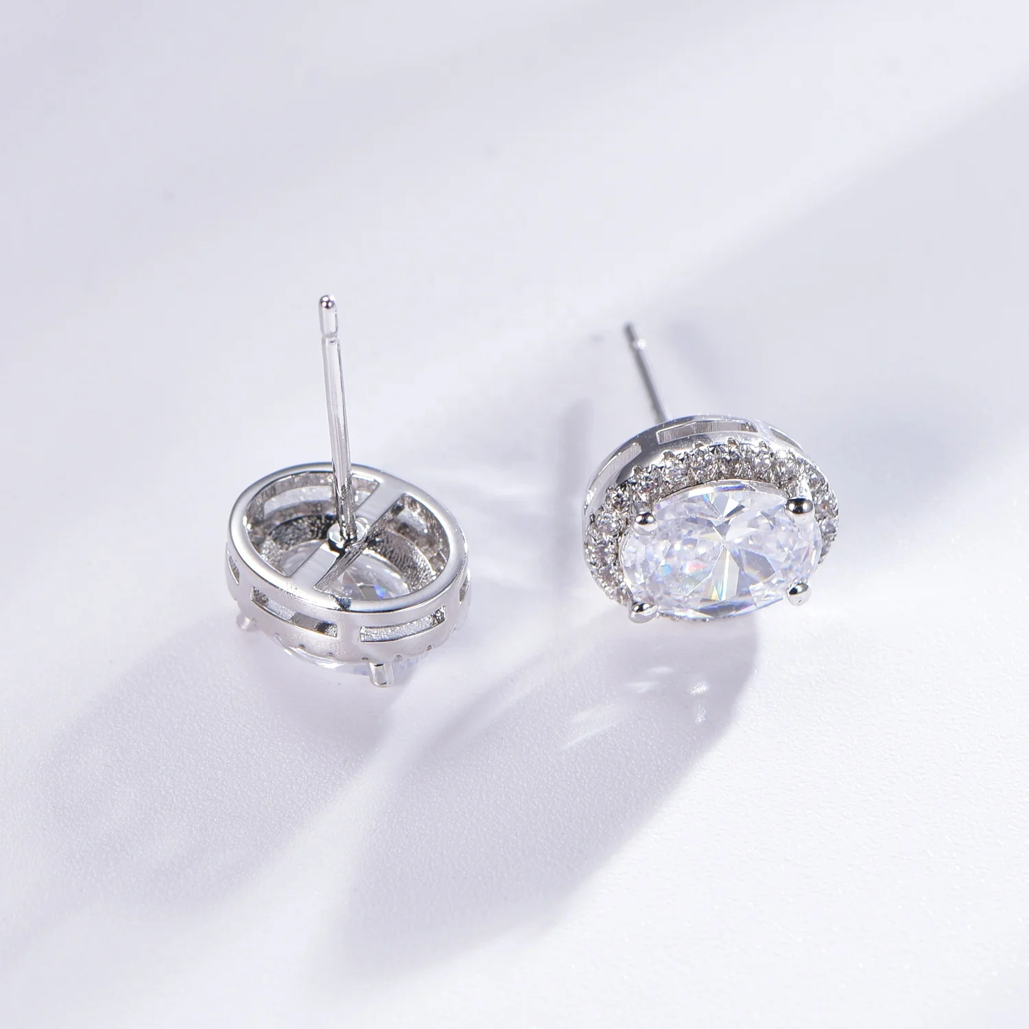 Sterling silver earrings 925 Stud Ear rings Hypoallergenic Cubic Zirconia CZ Earrings 3-8mm Stud Earrings
