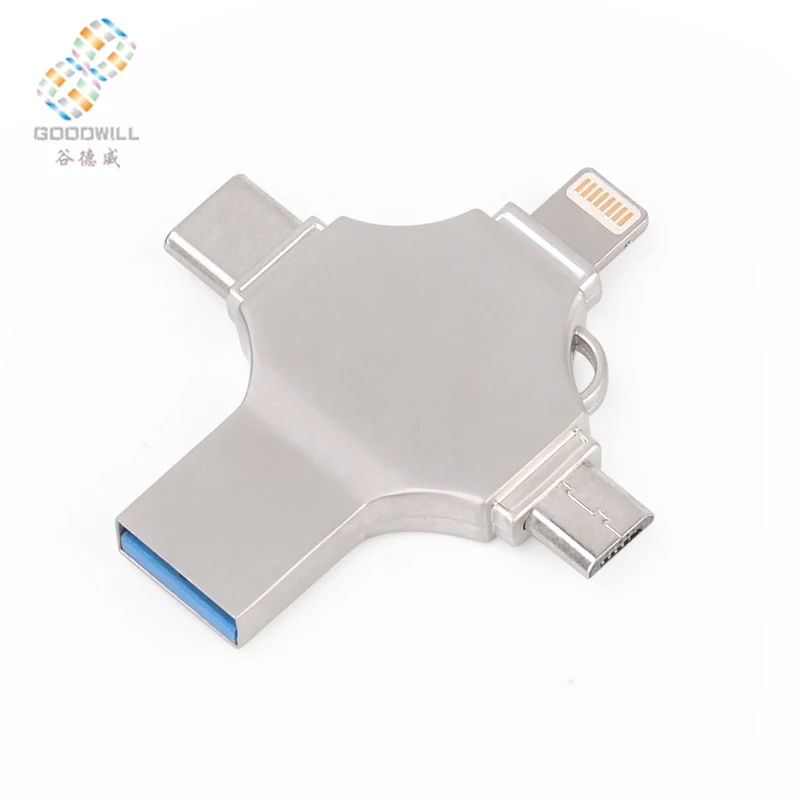 OTG USB флэш-накопитель 128 Гб 64 ГБ 32 16 8 4 2 металлический накопитель смартфон 3