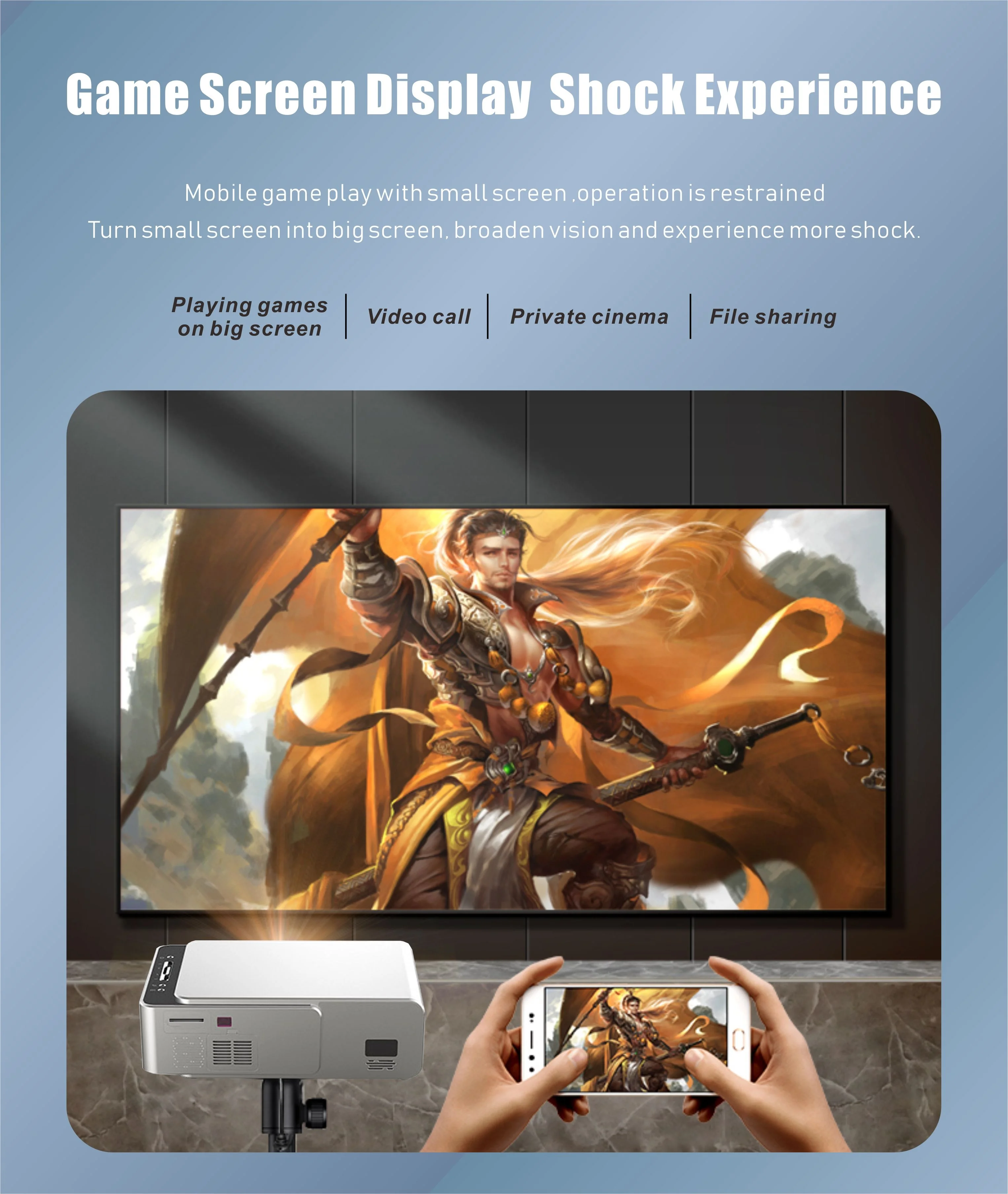 高品質Android9.0 SDR 1280*720P WIFI ARC ledミニホームシネマ短焦点