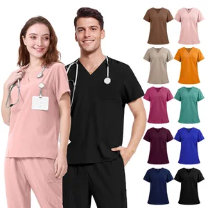 Hospital Nurse Scrub Suit Women V Neck Casual Tops Pants Set Workwear Hand Scrub Suit Nursing Scrubs Sets for Women