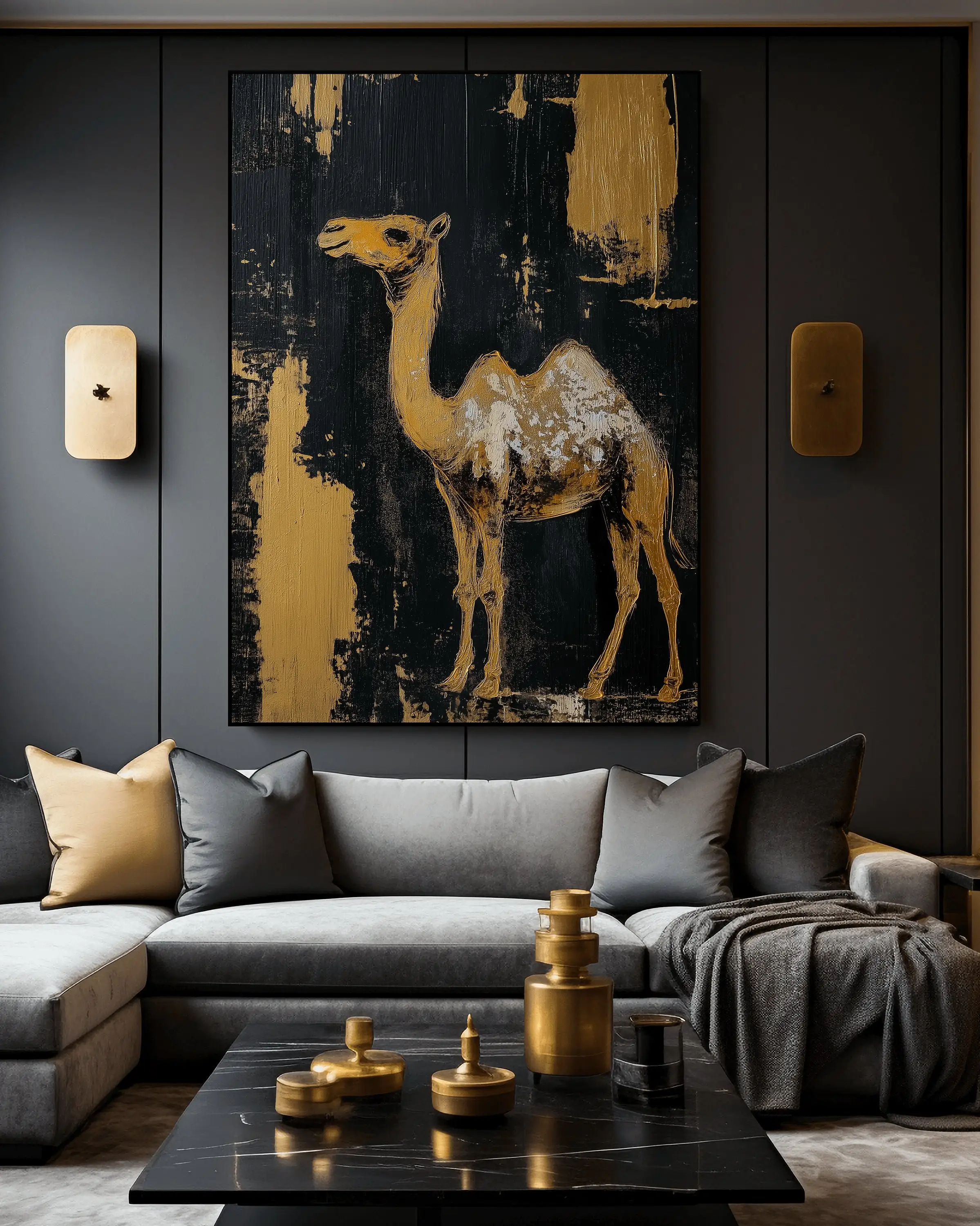 Abstract Camel Modern Art Framed Posters and Prints Canvas Wall Art Camel Animal Painting Pictures
