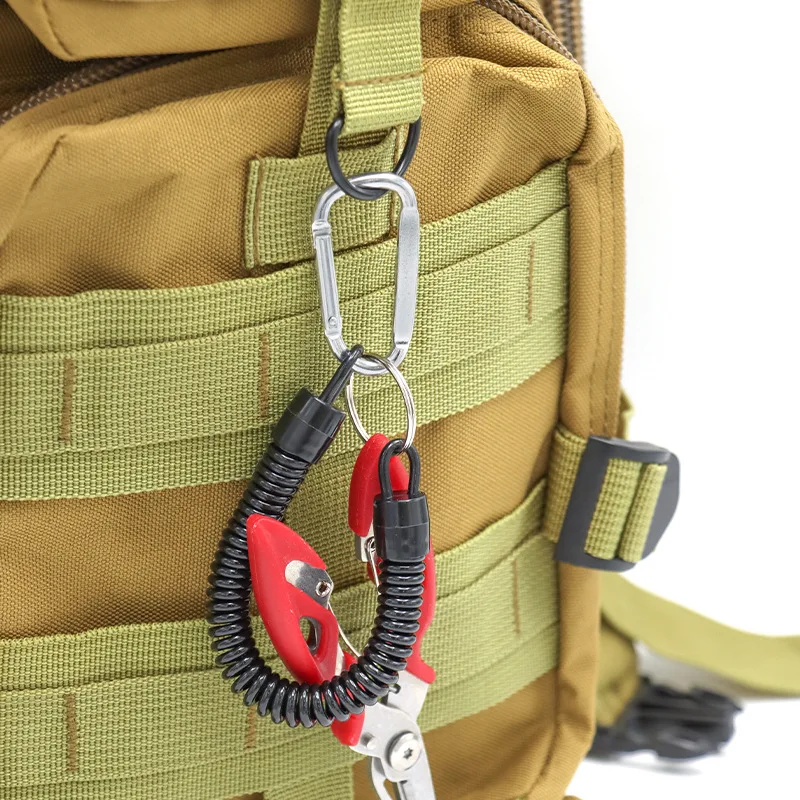 Camping Outdoors Packsack Key Chain Carabiner Lanyard Elastic Telephone Wire Travel Gear Tool Lanyard