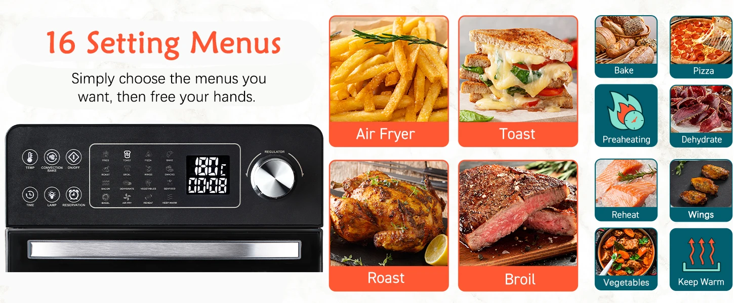 16in1 Multifunctional Air Fryer Oven Home Use Programmable Oven With