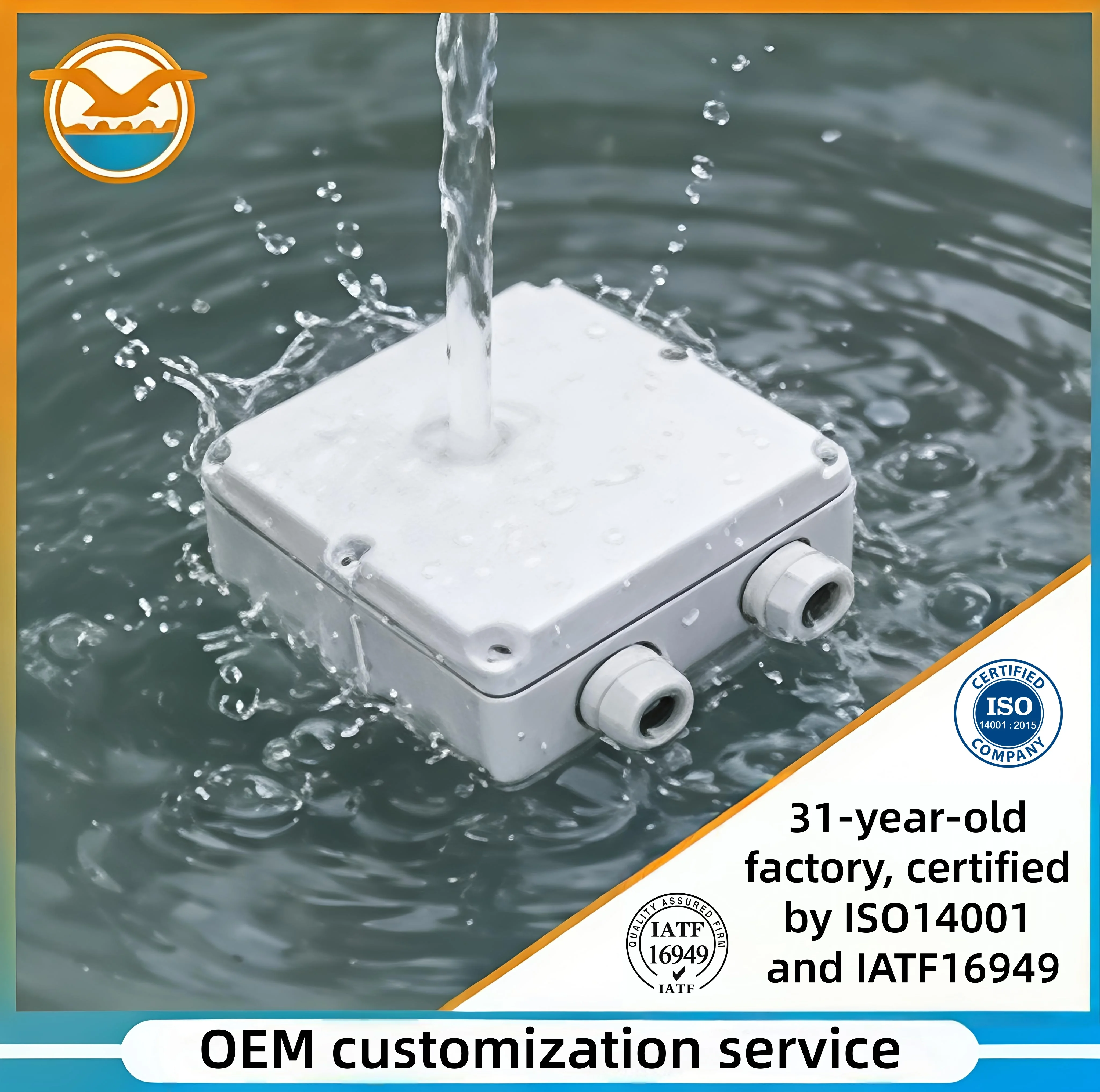 Scatola di giunzione in plastica ABS impermeabile IP67, scatola di tenuta personalizzata perforata per strumenti elettrici industriali, fabbrica con 31 anni di esperienza