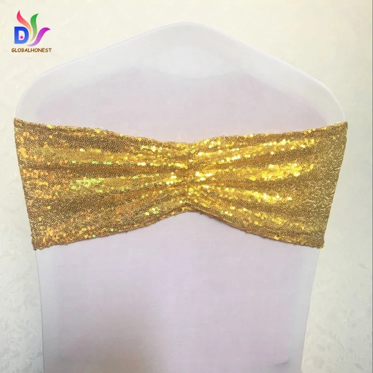 gold glitter chair sashes