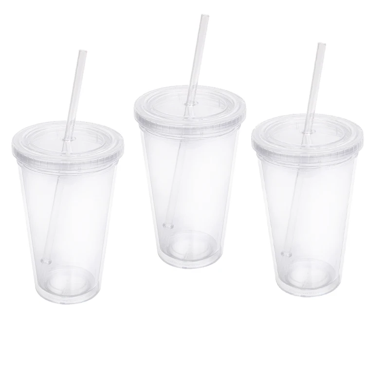 4 verres en plastique réutilisables avec couvercle et paille Marfrand verre en plastique dur avec paille et couvercle sans BPA Tasse en plastique avec double paroi 700 ml 