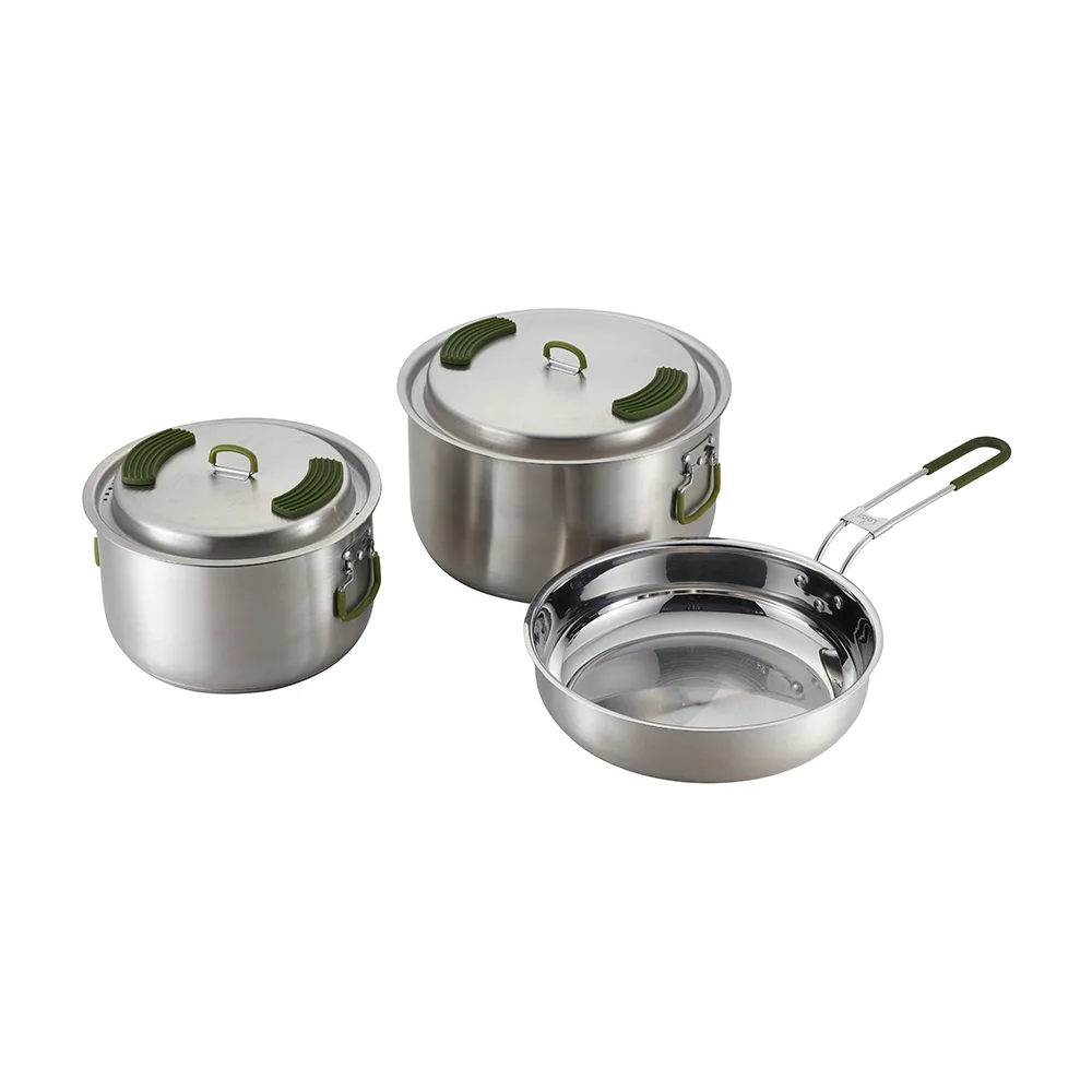 Low Price Wholesale  5Pcs Stainless Steel Camping Cookware Set Induction Pot Picnic Cookware For Camping details