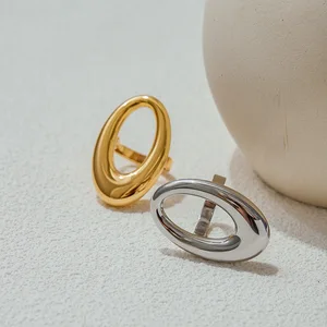 MW 18K Gold-Plated Casual Minimalist Fashion Ring Wholesale Geometric Hollow Smooth Waterproof Molten Stainless Steel Rings