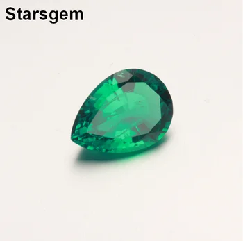Starsgem Pear Lab Created Hydrothermal Emeralds 5*7 mm Synthetic Man Made Emerald Stone