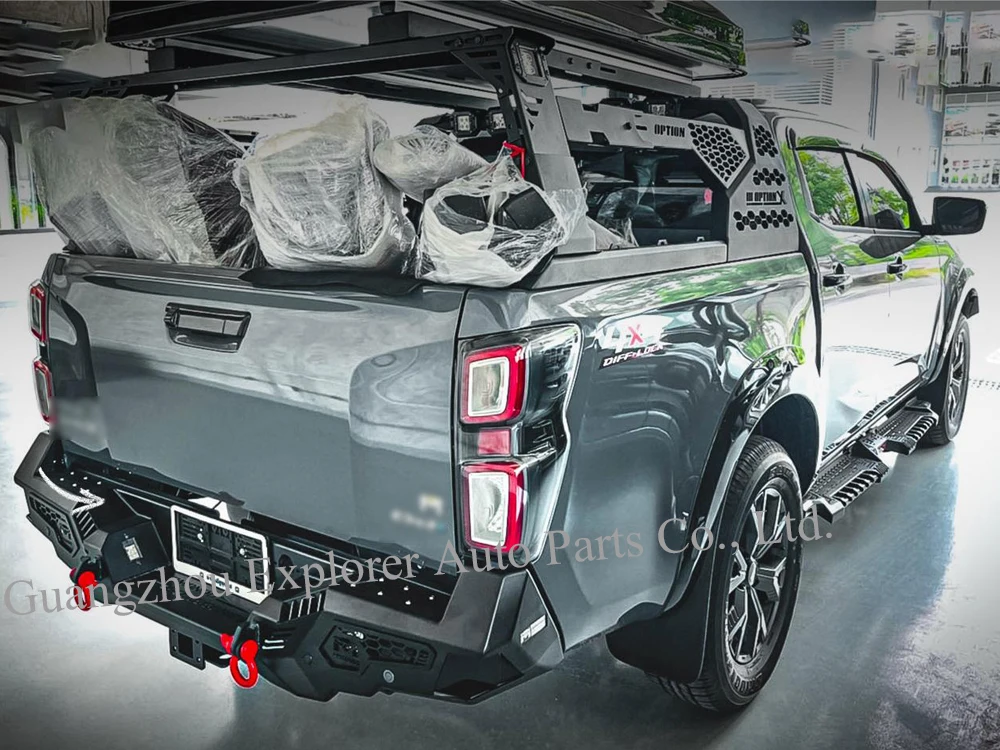 D Max Rear Bar Car Steel Rear Bumper For Dmax With Led Light Shackle Car 4x4 ...