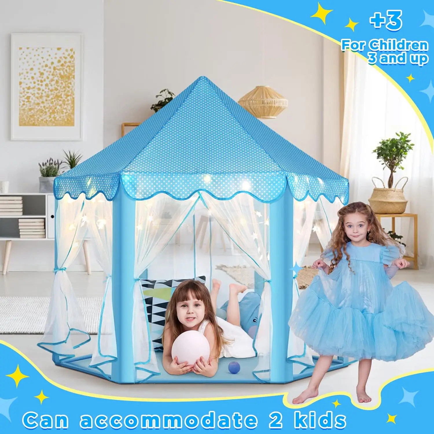 Unicorn Themed Playhouse 3-in-1 Kids Play Tent With Tunnel & Ball Pit - Unicorn Castle Pop Up Playhouse For Indoor Outdoor Yoga Mat Carrying Strap With Hook Loop - Foto 10