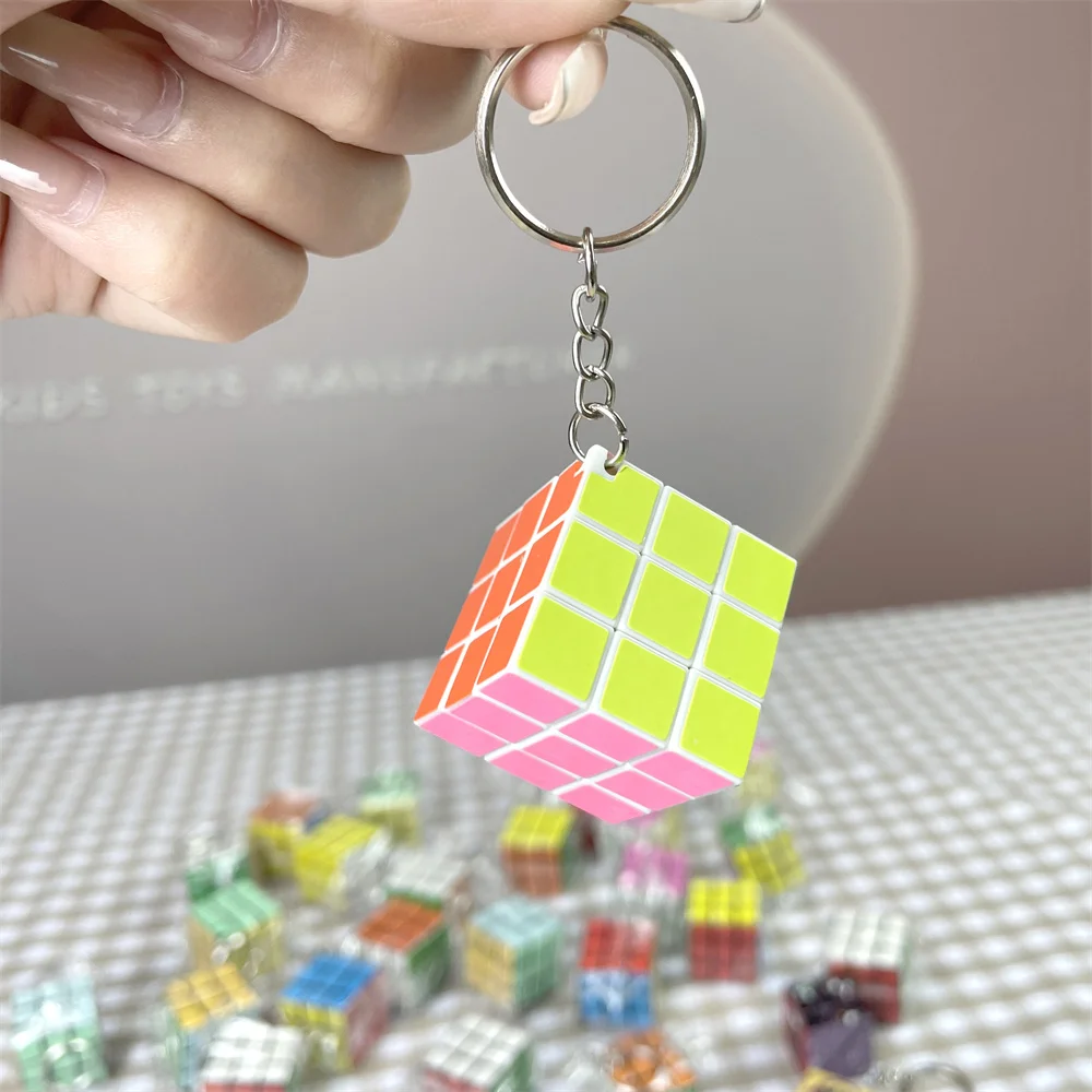 Custom Design 3cm UV Printing Pattern Classical Toy Mini 3x3 Magic Puzzle Cube Keychain