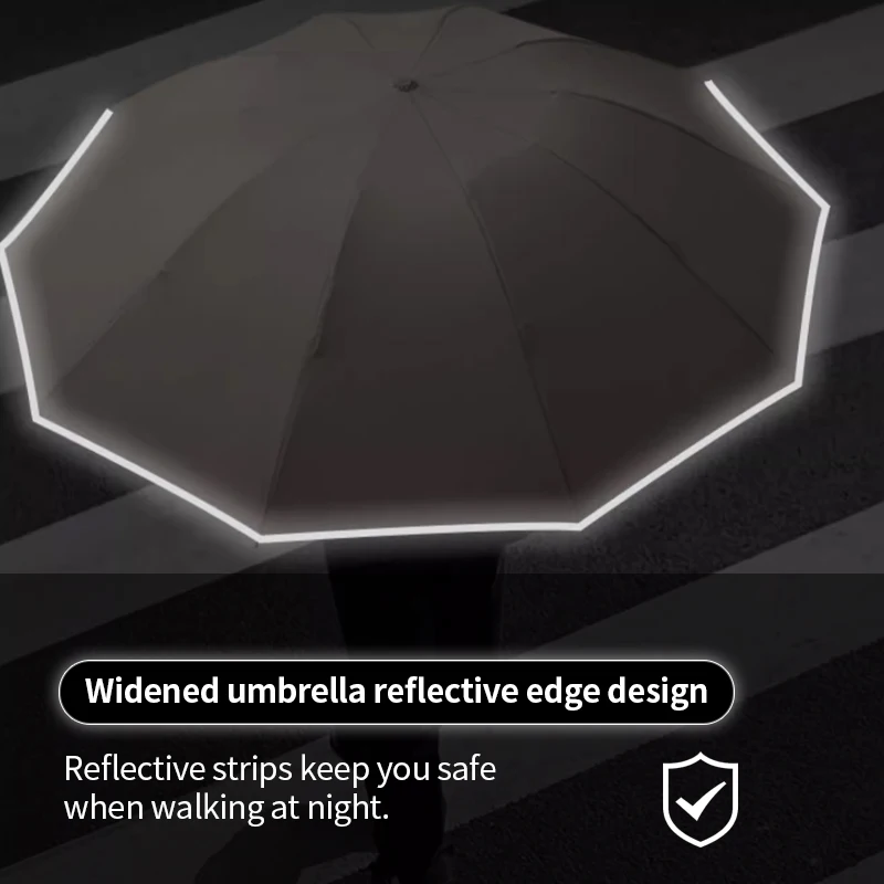Large Size Folding Automatic Windproof Umbrella with Ring Buckle