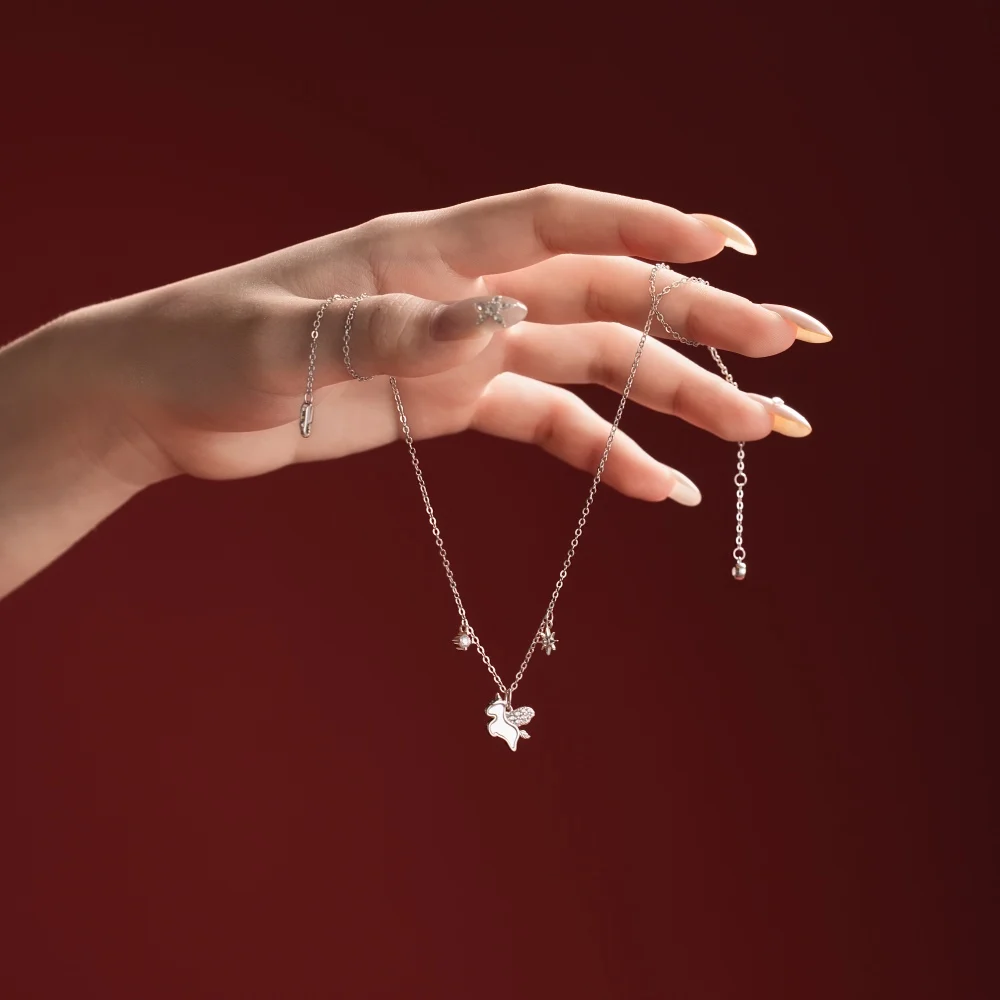 KAKODIY Cute Exquisite Design Fashion Fine Jewelry 925 Sterling Silver Chain 5A Zirconia Shell Unicorn Pendant Necklace for Daily Wear detail 2