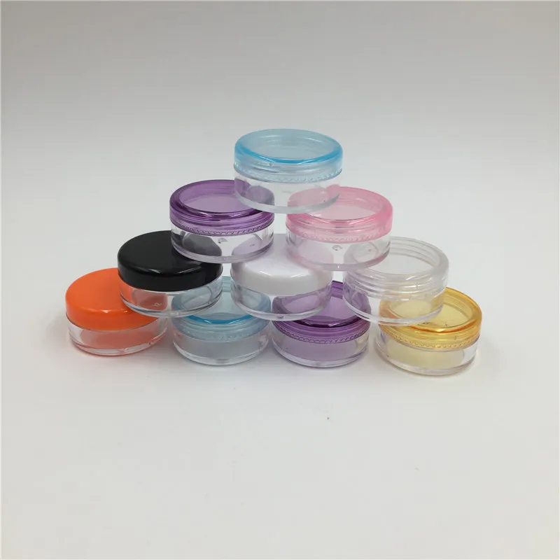 100PCS 3g Dab Containers 3ml Round Clear Jars with Color Lids for Scrubs  Lotions