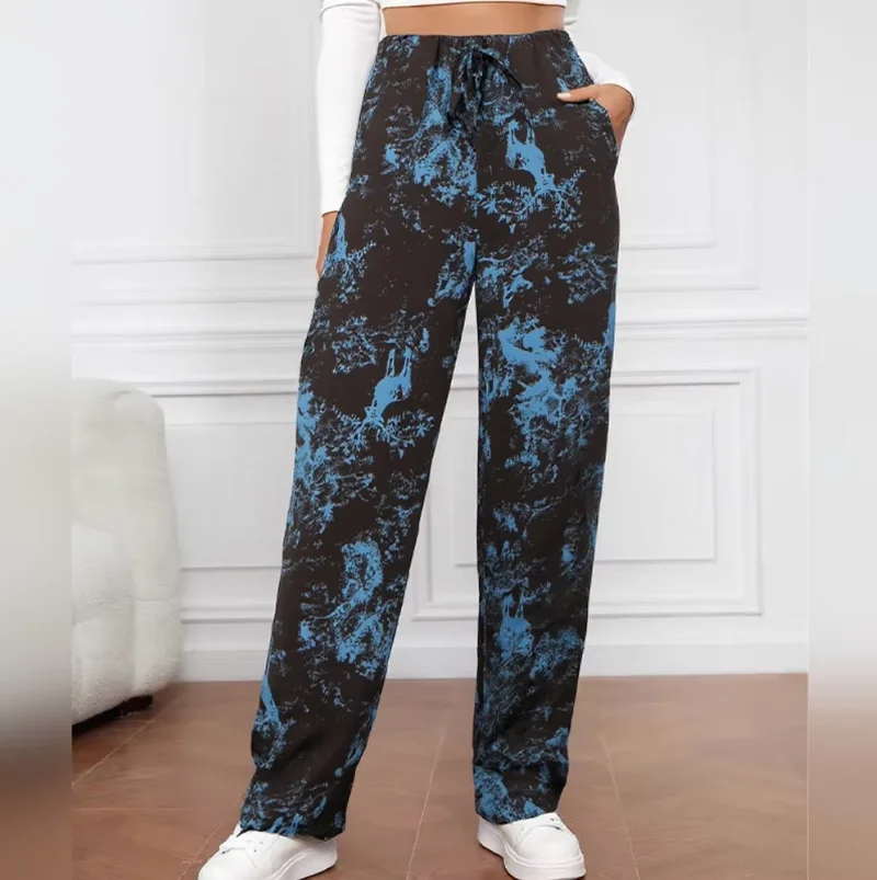 High Quality 100% Polyester Tie Dye Women Sweatpants Funny Joggers Pants Sunscreen Straight-leg Casual Pants