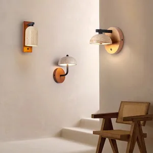 JACKSUN Modern Yellow Cave Stone Wall Lamp with LED Iron Stone Materials Warm White Light for Bedroom Decoration Lighting