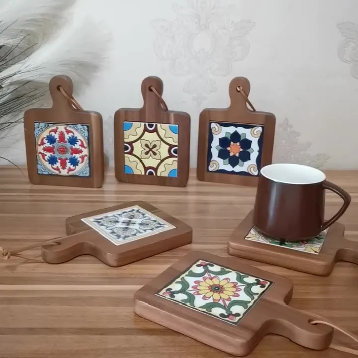 Sottopentola In Legno A Forma Di Albero, 5 Pezzi + Supporto, Sottobicchieri Raccoglibili Per Piatti Caldi, Tazze E Pentole, Ideale Per Cucina E Tavola - 2
