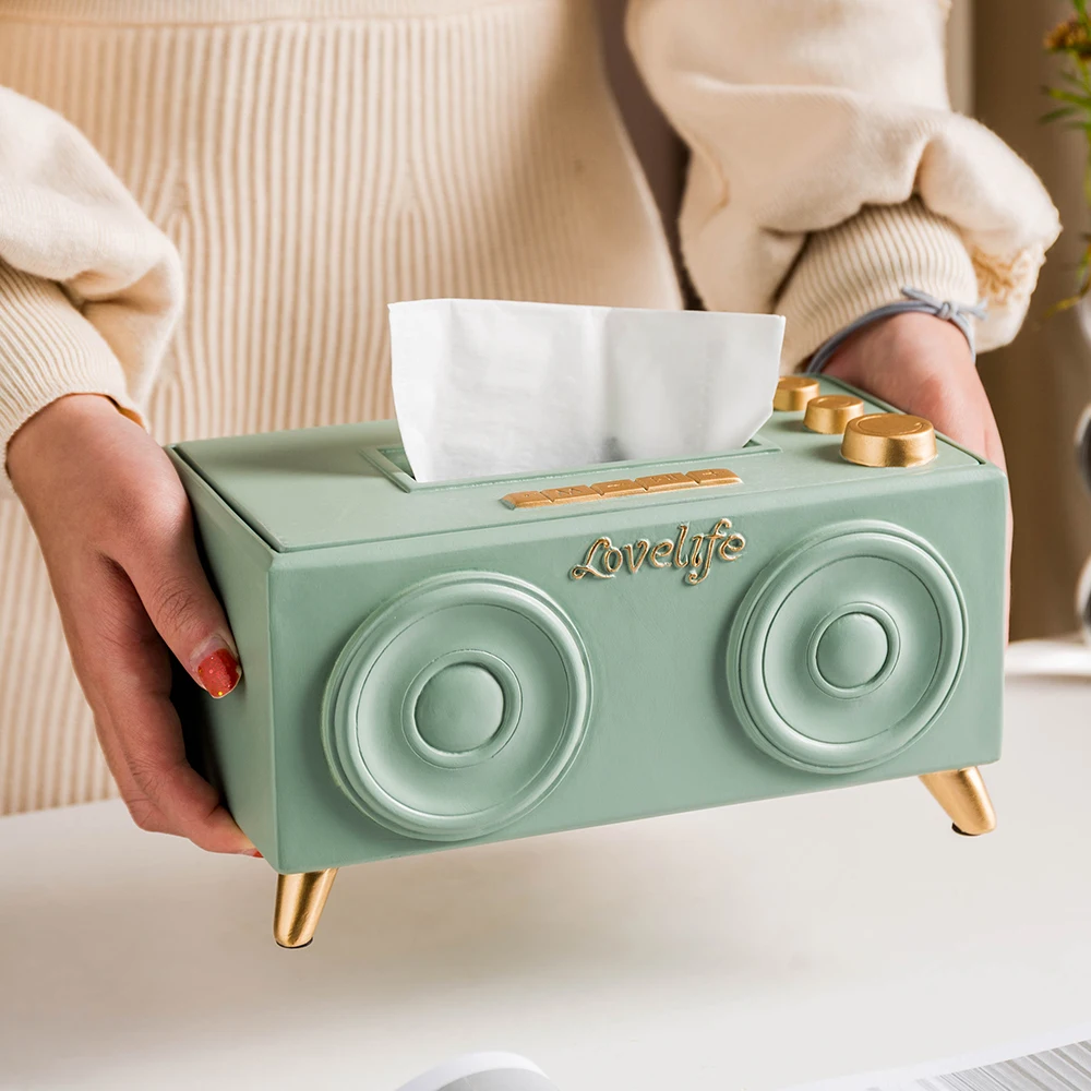 Porta Fazzoletti A Forma Di Radio Retrò - Scatola In Plastica Per Tovaglioli Da Tavolo E Bagno