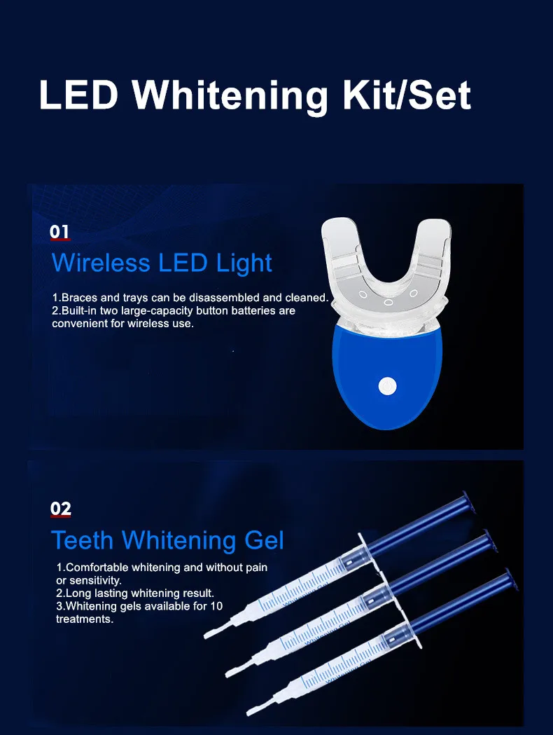 Хит продаж, набор для отбеливания зубов White smile, светодиодный комплект с логотипом