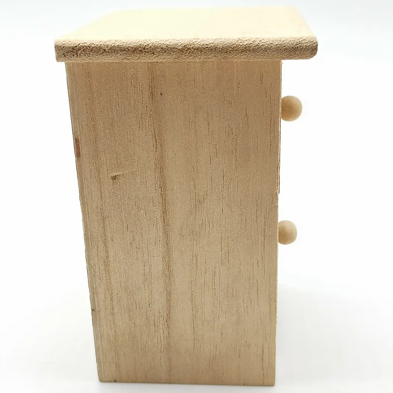 Mini Unfinished Wooden Toy Box with Two Drawers Small Gift Box