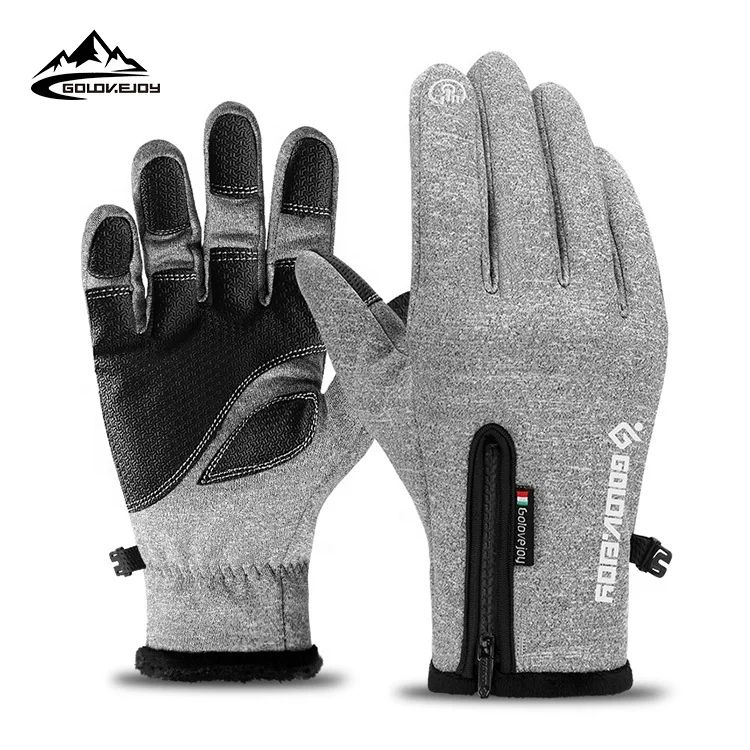 GOLOVEJOY DB03 Customize Embroidered Zipper Full Finger Gloves Waterproof Touch Screen Cycling Motorcycle Riding Gloves Custom