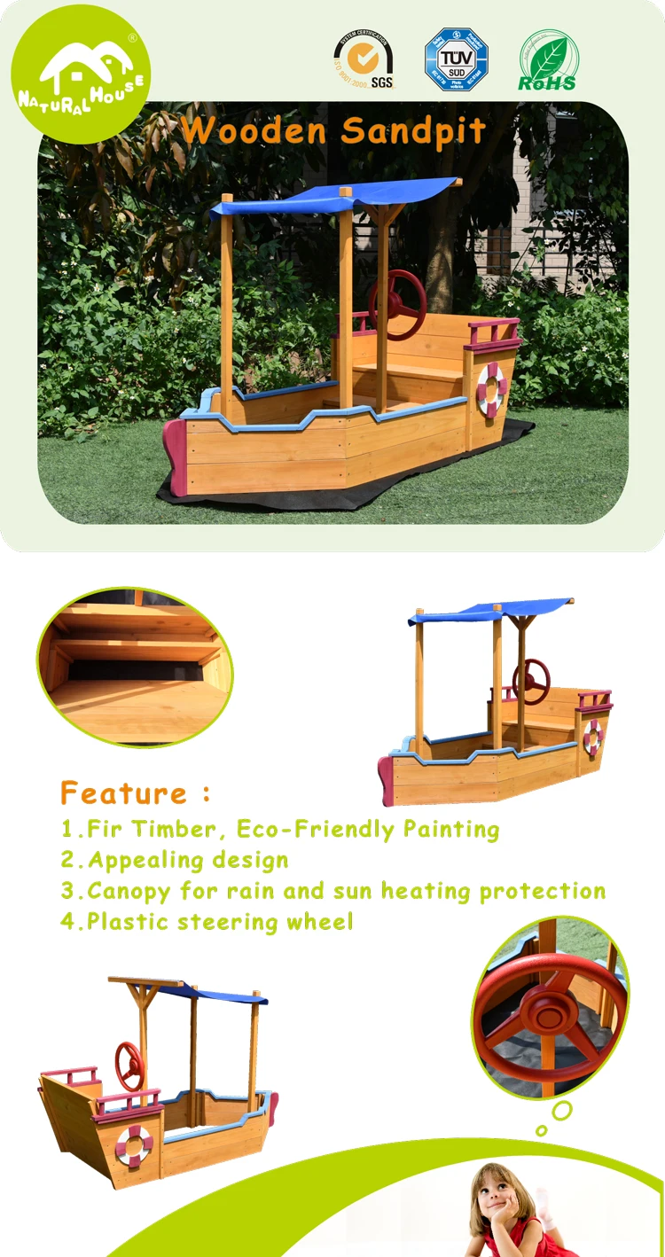 Backyard Garden Beach Toys Wooden Sandboxes for Kids Outdoor Sand Pit