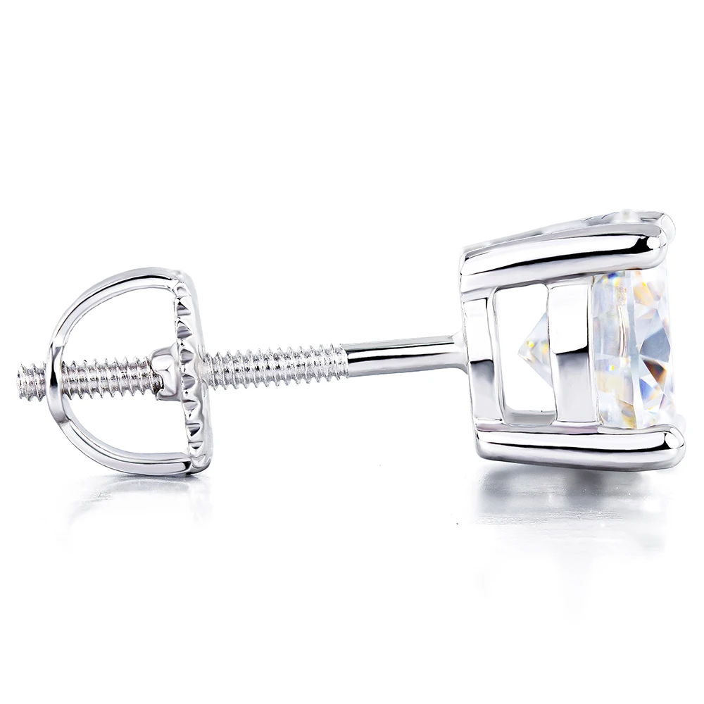 High Quality Fashion Jewelry 925 Silver Screw Back Gra Vvs Round Moissanite 4/5/6/6.5/7/8mm Stud Earrings for Women