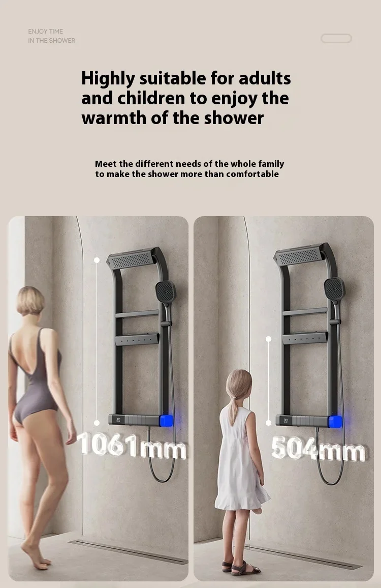 product olife banos modern bathroom 360 degree top shower led digital display thermostatic shower panels piano keys bathroom shower set151-27