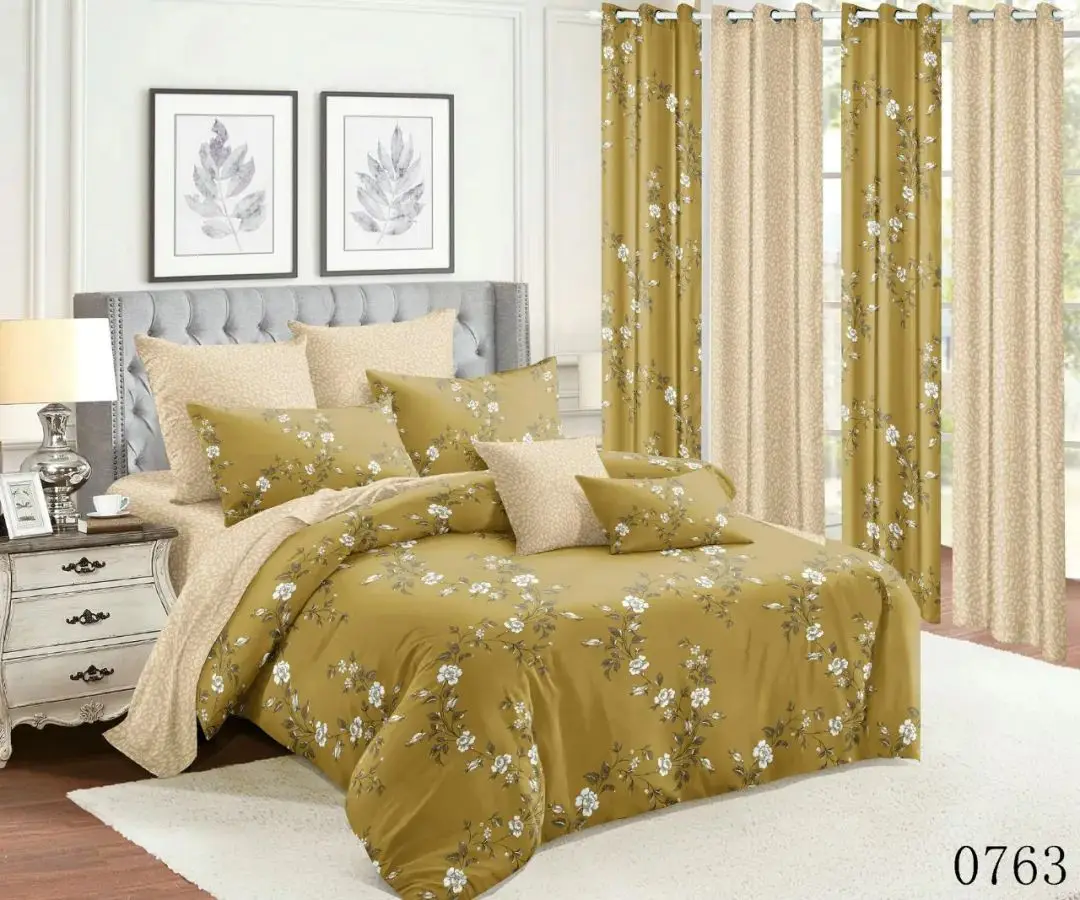 Wholesale Bed Sheet Set With Curtains And Pillow Microfiber Polyester
