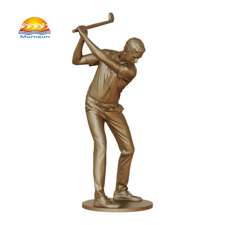 Vente en gros Statue en résine de joueur de golf de haute qualité, couleur bronze, figurines en résine bronzées personnalisées pour décoration moderne à la maison et dans les clubs