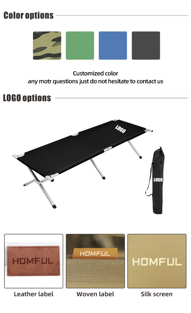 Homful Hot Sale 600d Oxford Folding Cot Bed Aluminium Portable Camping