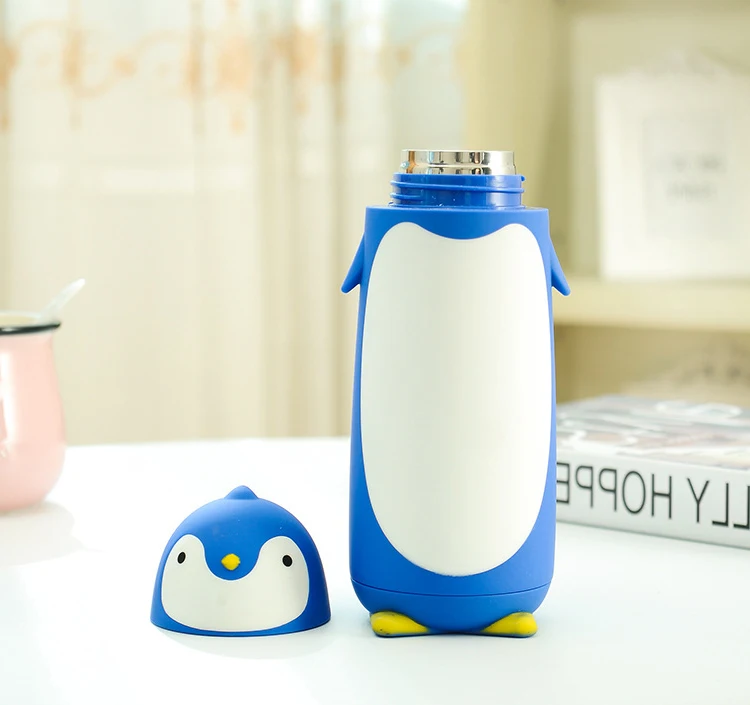 child stainless steel penguin water bottle flask vacuum thermos
