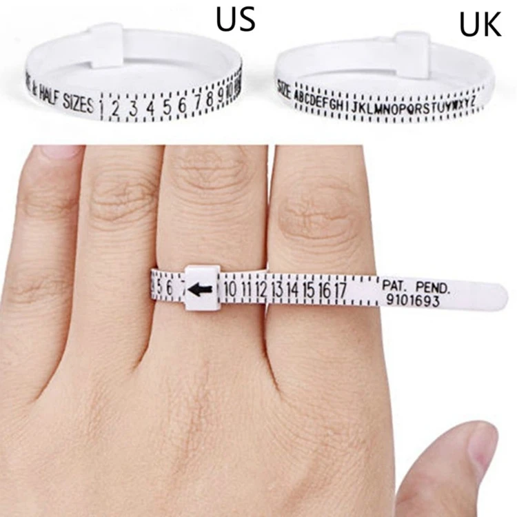 UK US EU Size Loop Hand Measure Circle Finger Plastic Ruler Ring Plastic Jewelry Circle Gauge Tool