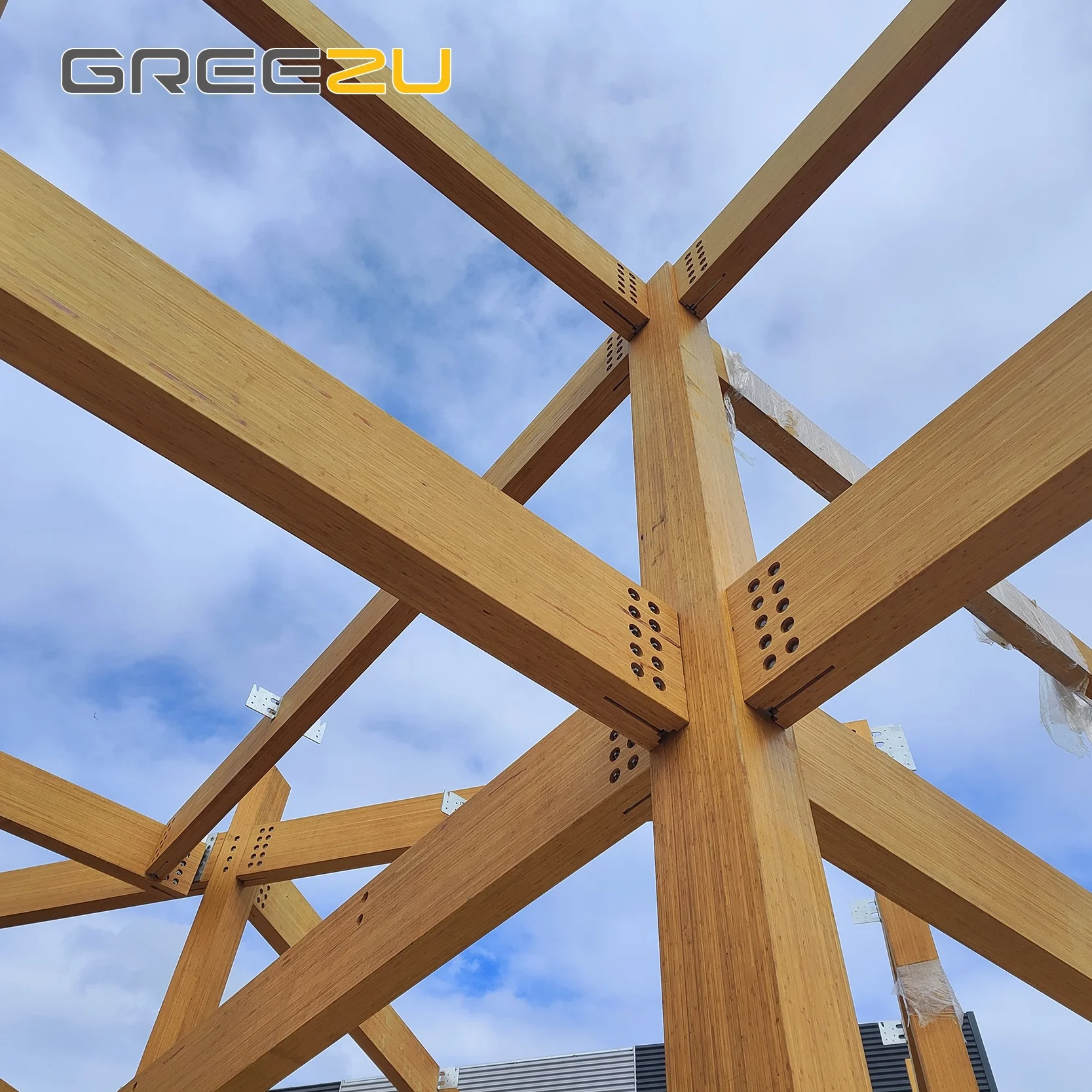 Bambus Comprimido Bungalow Engineered Bambus Holz Sule Struktur Bambus  balken Holz Glulam gebogen fr Gebude abnehmbar